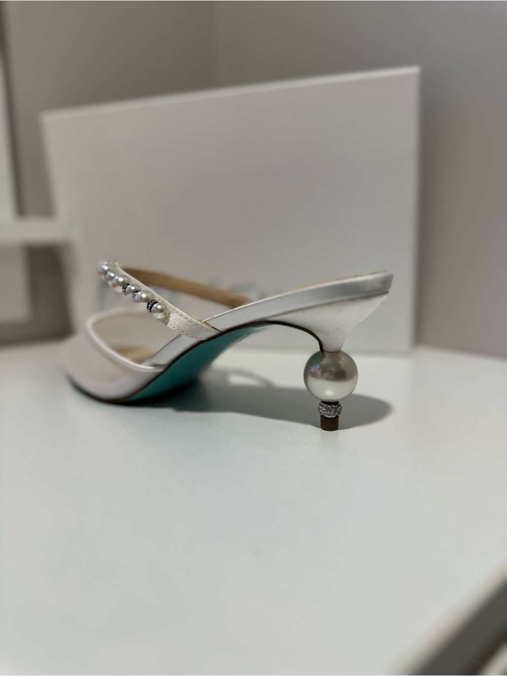 Betsey Johnson Ivory Pearl-Embellished Pointed-Toe Heel - Picture 2 of 5